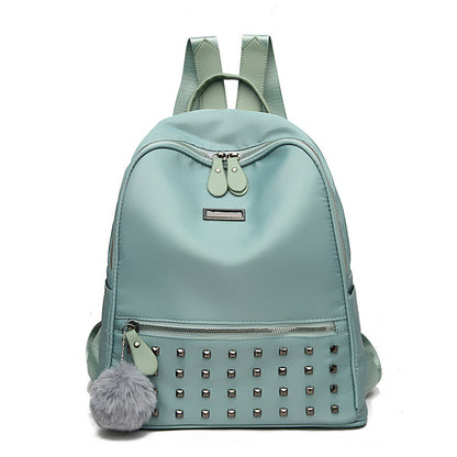 Women Fashion Rivet Soft Wax Leather Backpack