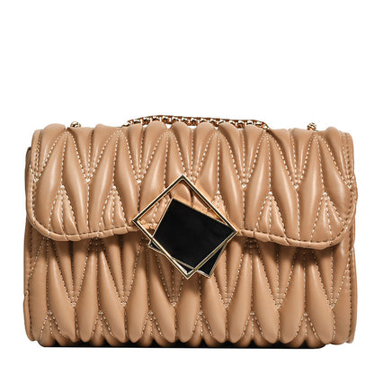Fashion Solid Color Pleated Creasing Shoulder Bag