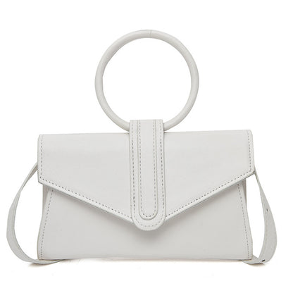 Sac à bandoulière en PU solide avec poignée en anneau couleur bonbon pour femme 