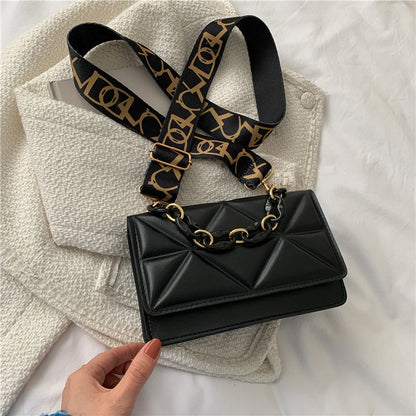 Fashion Solid Color Wide Strap Crossbody Bag