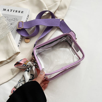 Women'S Fashion Transparent Clear Wide Strap Crossbody Bag