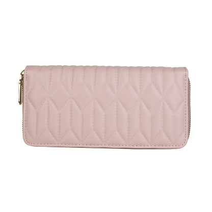 Women Fashion Creasing Solid Color Mid-Length Coin Purse