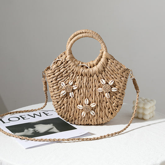 Bohemian Holiday Woven Straw Shell Handbags