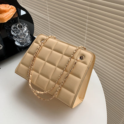 Women'S Fashion Check Indentation Simple Chain Small Square Bag