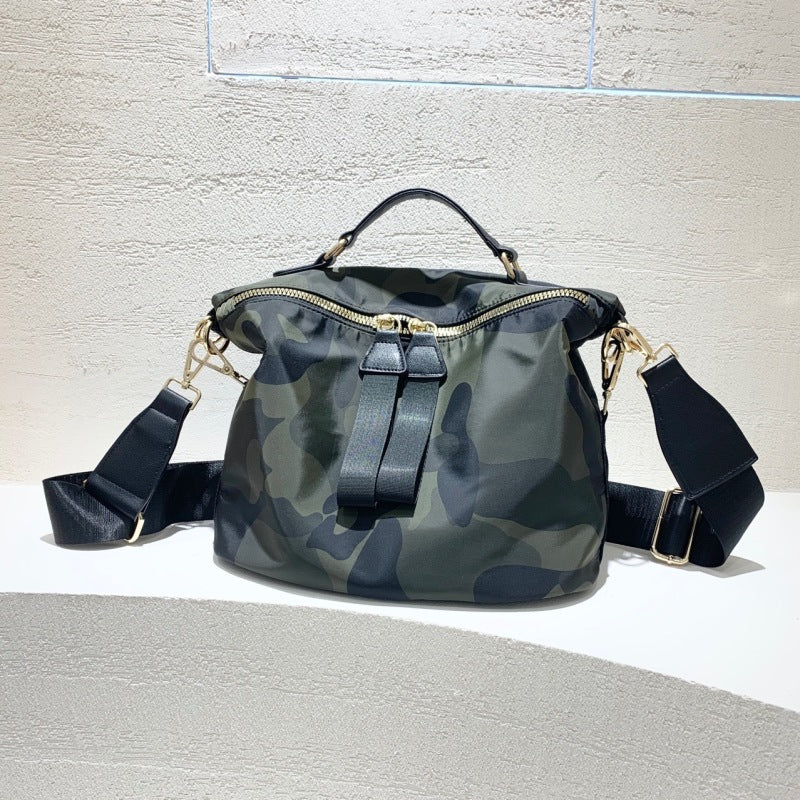 Sac à bandoulière en nylon à fermeture éclair pour femme, style décontracté et tendance, couleur unie 