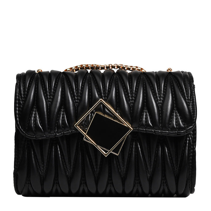 Fashion Solid Color Pleated Creasing Shoulder Bag