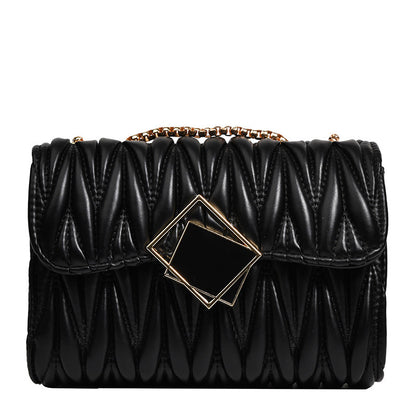 Fashion Solid Color Pleated Creasing Shoulder Bag