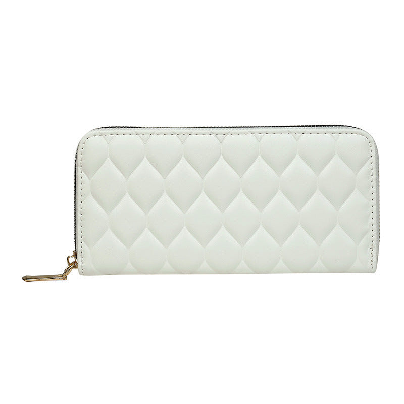 Women Fashion Diamond Indentation Long Coin Purse