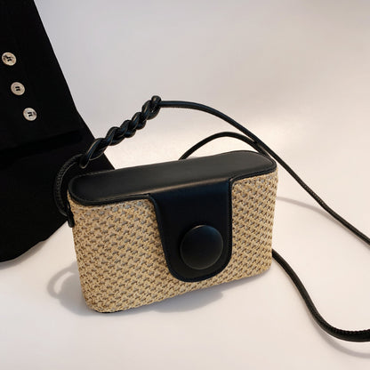 Sac simple en paille pour femme, style vacances à la plage 