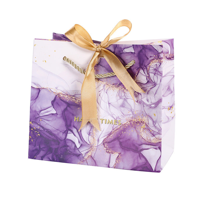 Sac en papier imprimé violet tendance pour courses 