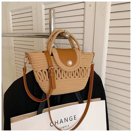 Fashion Cotton Large Capacity Beach Straw Bag Handbag