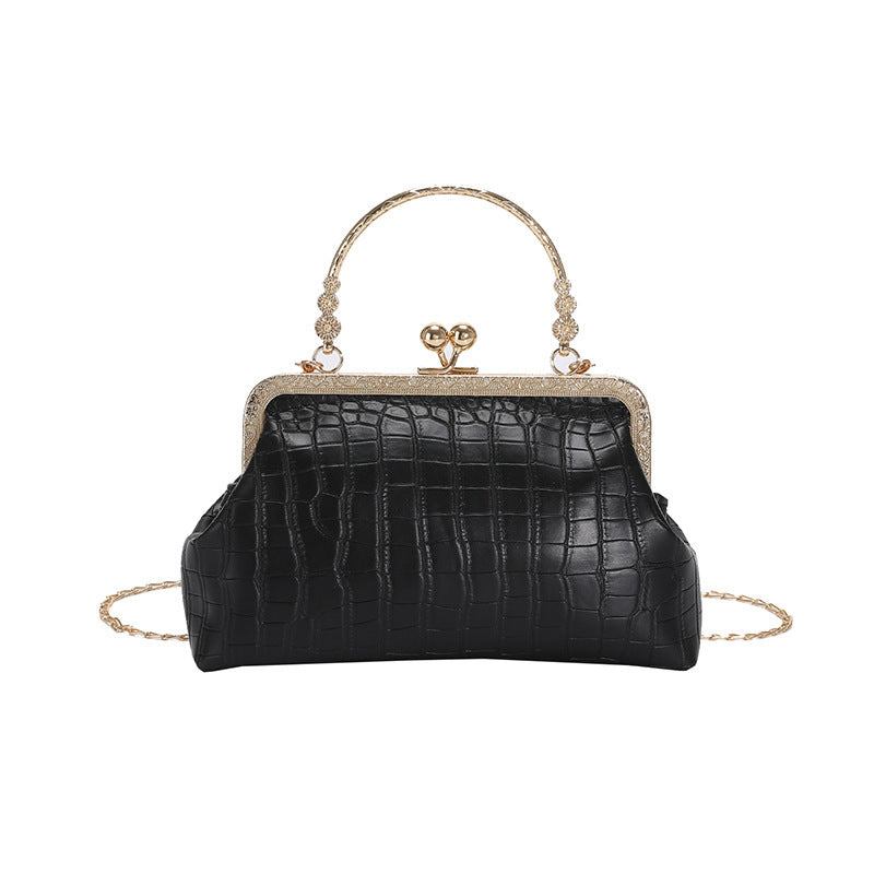 Women Fashion Antique Clip Bag Retro Chain Shoulder Bag
