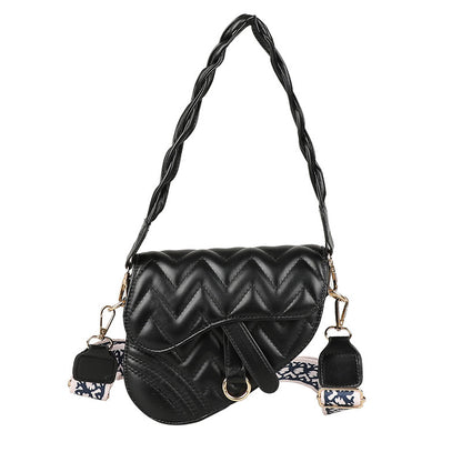 Sac à bandoulière tendance en fil brodé de couleur unie 