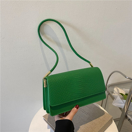 Sac à bandoulière en crocodile uni pour femme 