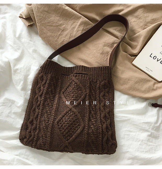 Women'S Fashion Retro Wool Knitted Shoulder Bag