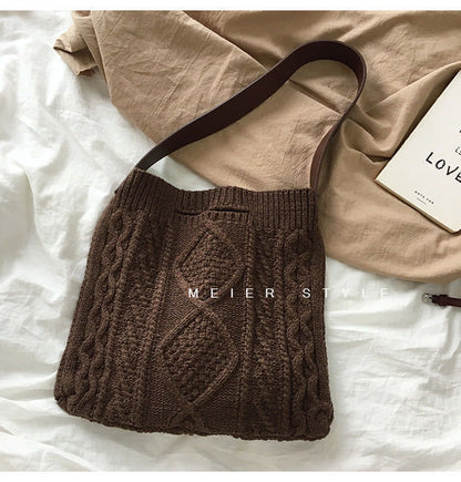Women'S Fashion Retro Wool Knitted Shoulder Bag