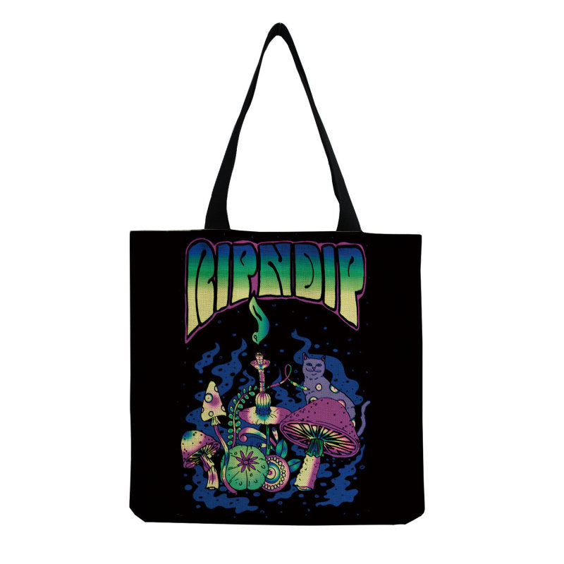 Women'S Creative Large Capacity Portable Mushroom Print Shopping Bag