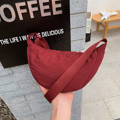 Simple Casual Solid Color Nylon Crossbody Bag