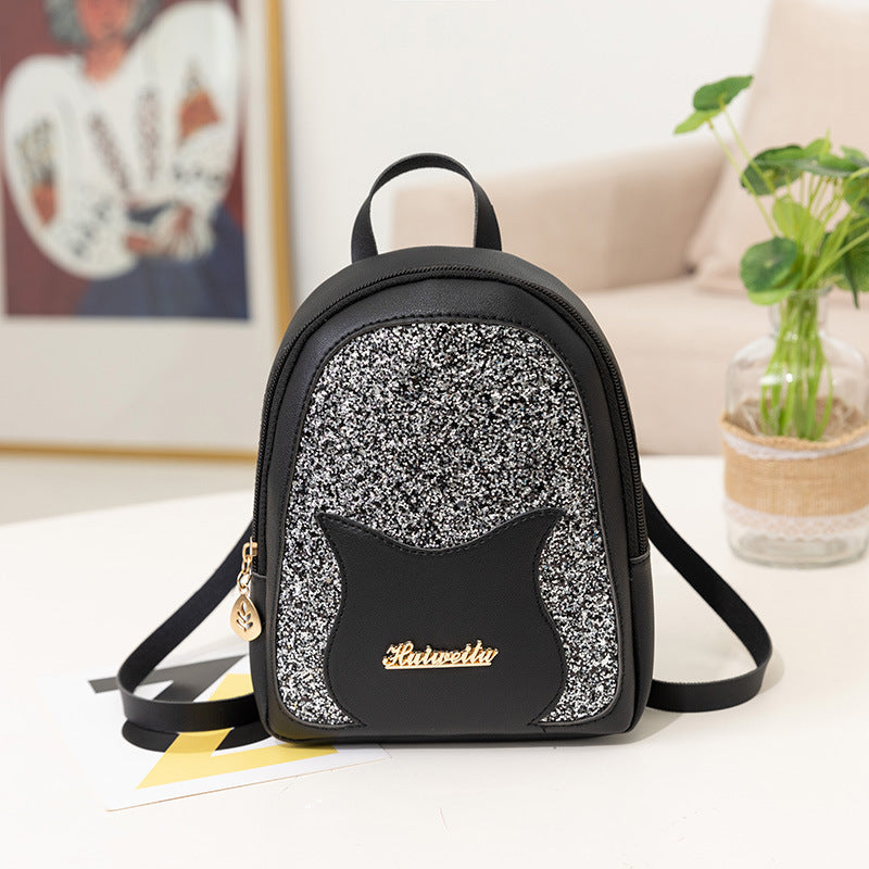 Women Fashion Sequin Cat Backpack