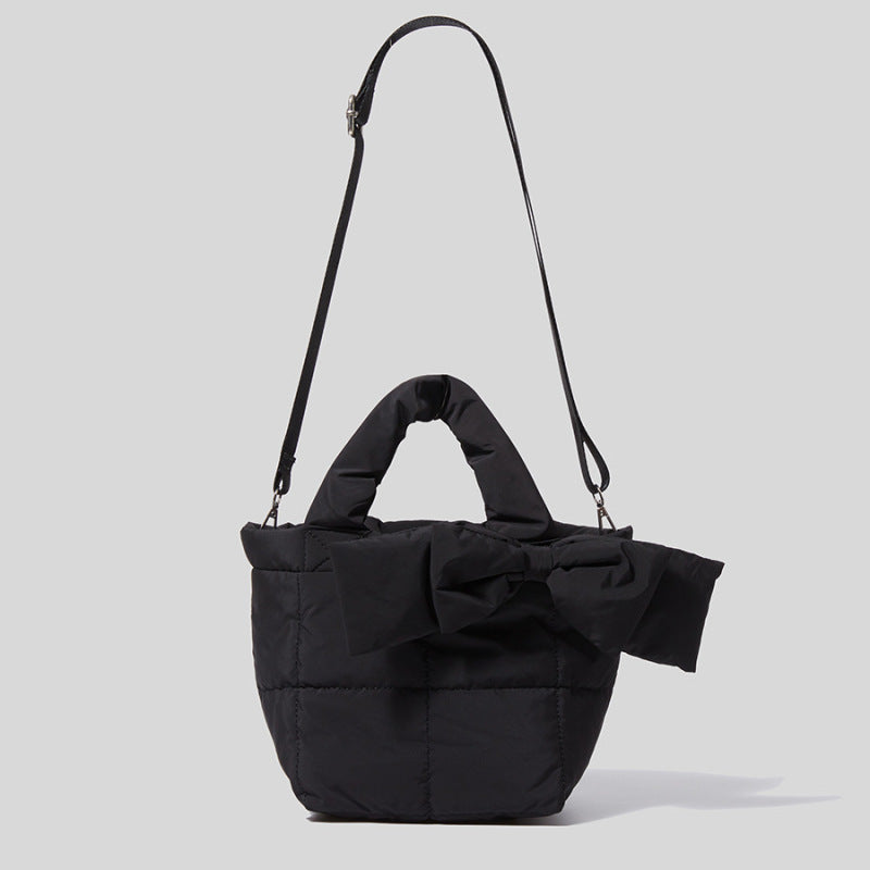 Women Fashion Autumn Winter Down Soft Vintage Magnetic Buckle Handbag