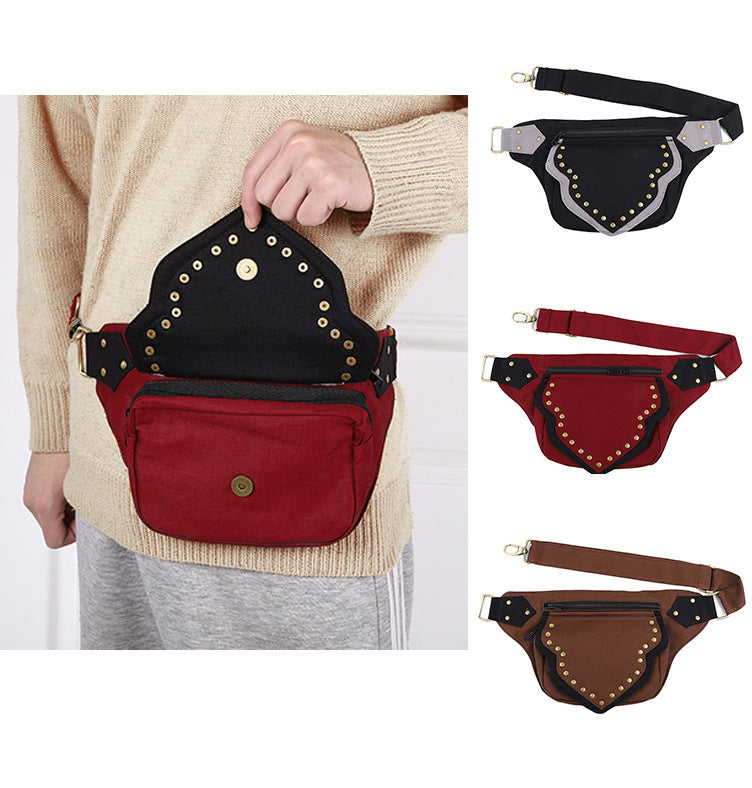 Women Fashion Vintage Metal Waist Bag