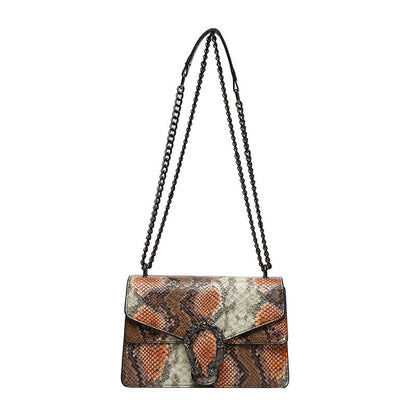 Sac messager à chaîne motif serpent pour femme 