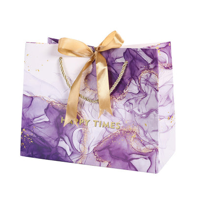 Sac en papier imprimé violet tendance pour courses 