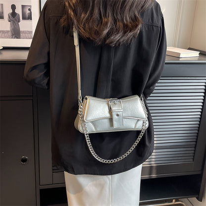 Sac à main tendance à chaîne de couleur unie pour femme 