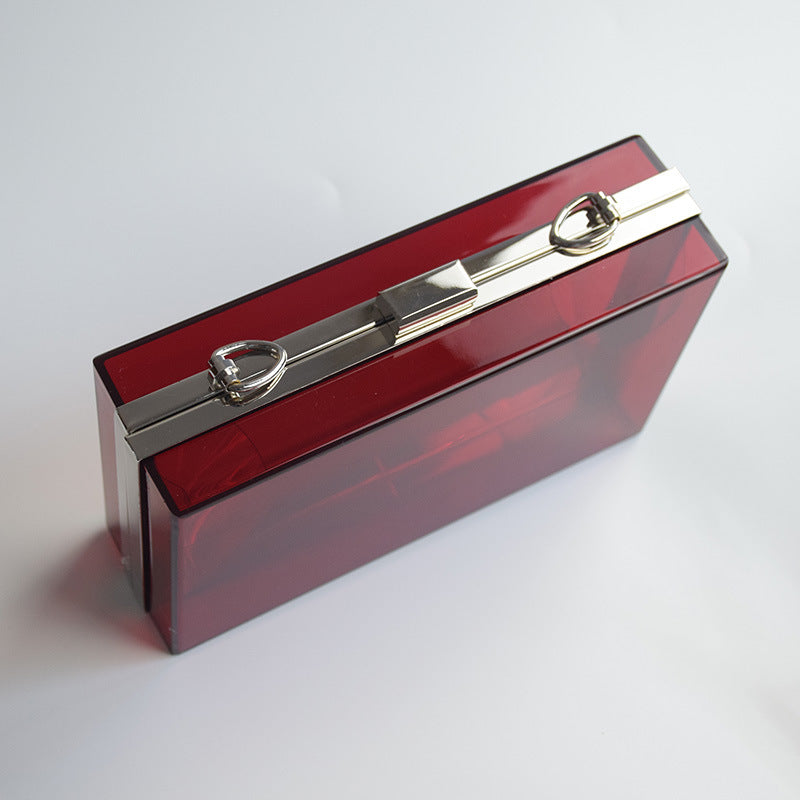 Women Transparent Clear Acrylic Bag Chain Dinner Party Small Square Bag