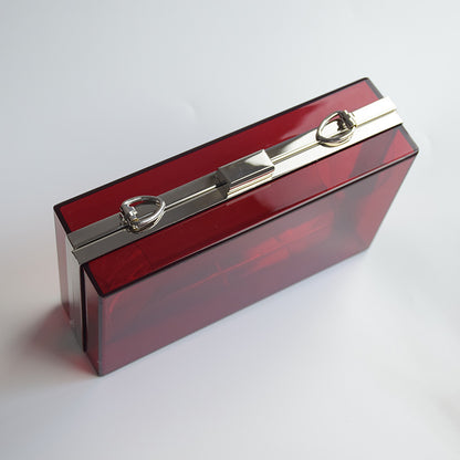 Women Transparent Clear Acrylic Bag Chain Dinner Party Small Square Bag