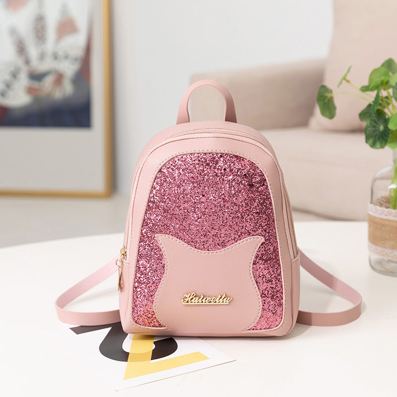 Women Fashion Sequin Cat Backpack