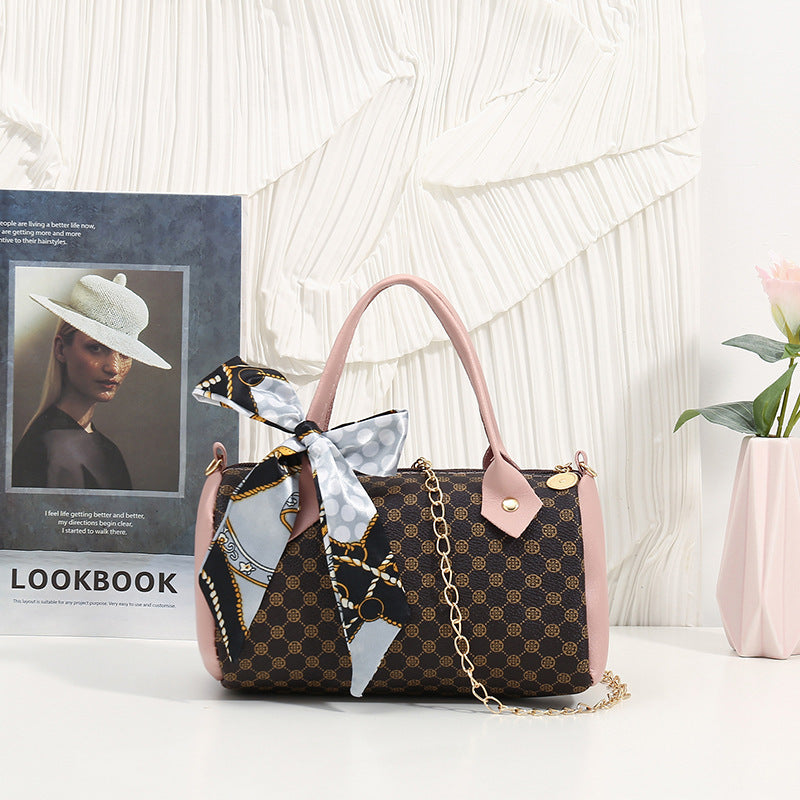 Sac à bandoulière vintage à chaîne imprimée de grande capacité