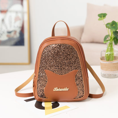 Women Fashion Sequin Cat Backpack