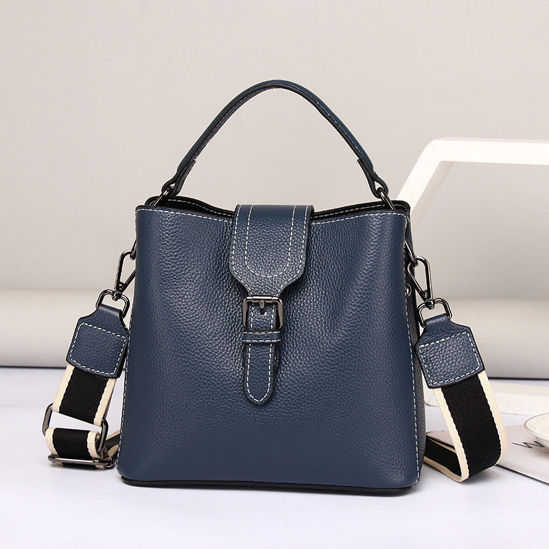 Women'S Fashion All-Match Bucket Bag Genuine Leather Handbag