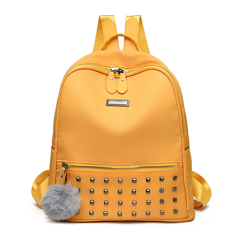 Women Fashion Rivet Soft Wax Leather Backpack