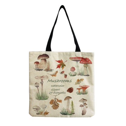 Women'S Creative Large Capacity Portable Mushroom Print Shopping Bag