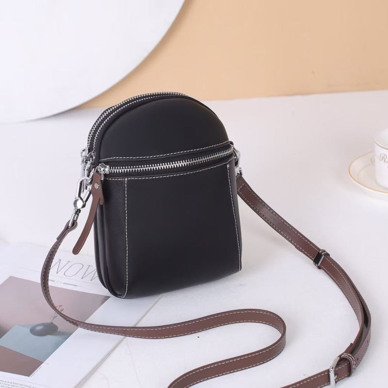 Sac à bandoulière en cuir véritable pour femme, style décontracté et simple, pour téléphone 