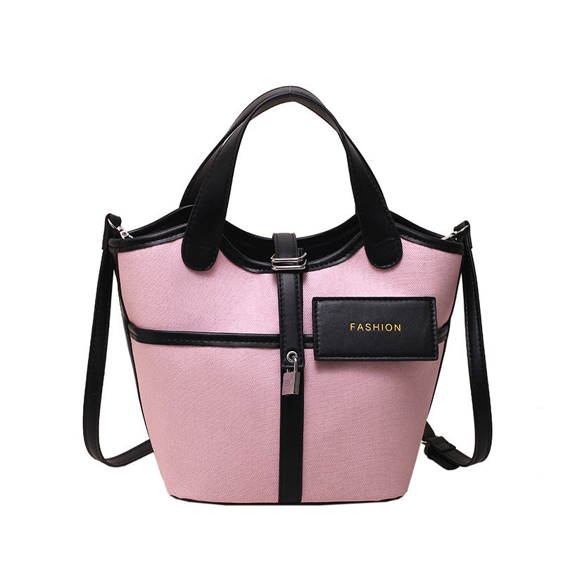 Women Fashion Canvas Basket Handheld Bucket Bag