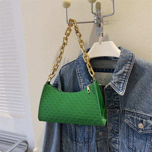 Sac à main tendance à chaîne de couleur unie pour femme 