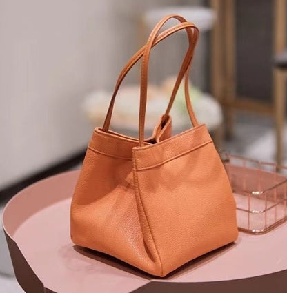 Women Fashion Casual PU Mini Solid Color Clutch Bucket Bag