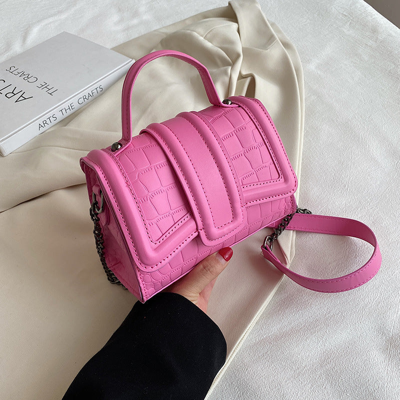 Sac messager à chaîne de couleur unie pour femme