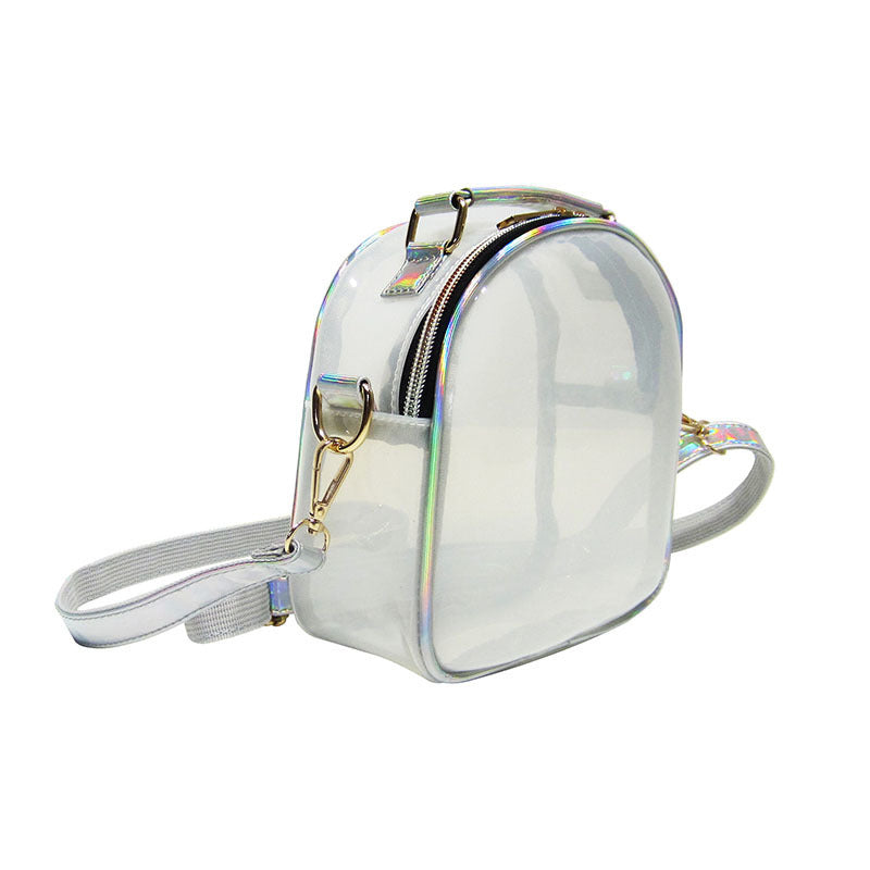Sac à bandoulière en PU transparent pour femme, design laser 