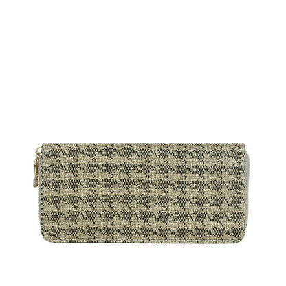 Women Fashion Linen Check Pattern Long Coin Purse