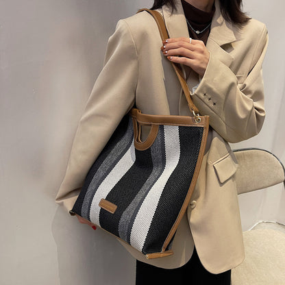 Women Fashion Canvas Stripe Shoulder Bag