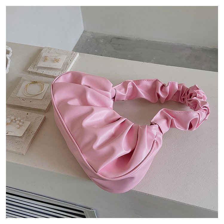 Sac à bandoulière plissé de couleur unie pour femme 