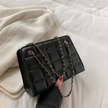 Women'S Fashion Check Indentation Simple Chain Small Square Bag