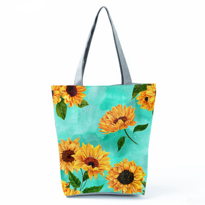 Women'S Lazy Sunflower Print One Shoulder Shopping Bag
