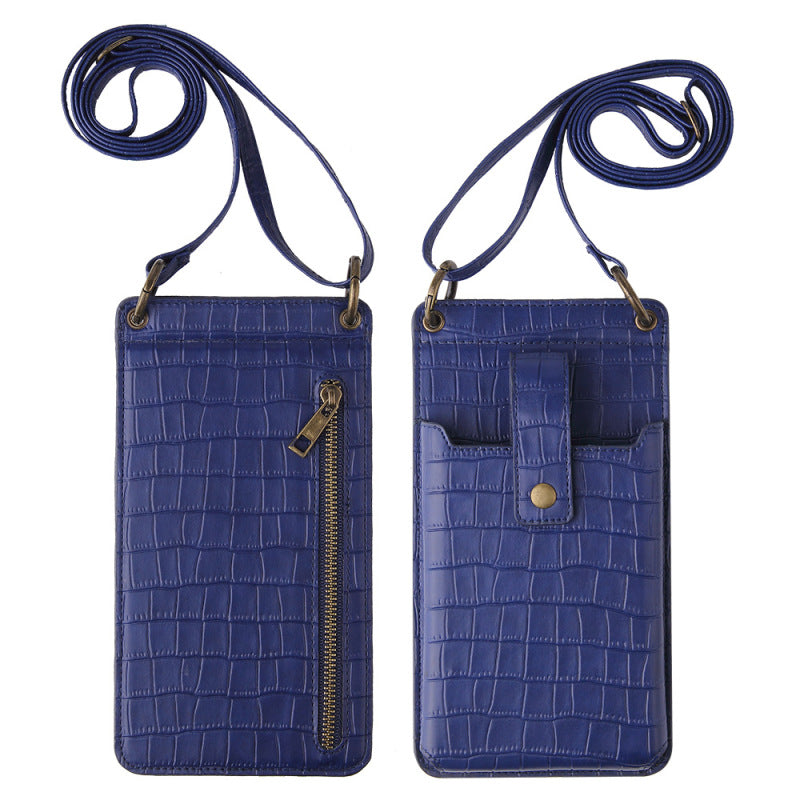 Women Fashion Multifunctional Crossbody Vertical Retro Mini One Shoulder Crocodile Pattern Coin Purse