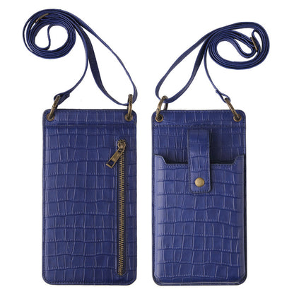Women Fashion Multifunctional Crossbody Vertical Retro Mini One Shoulder Crocodile Pattern Coin Purse