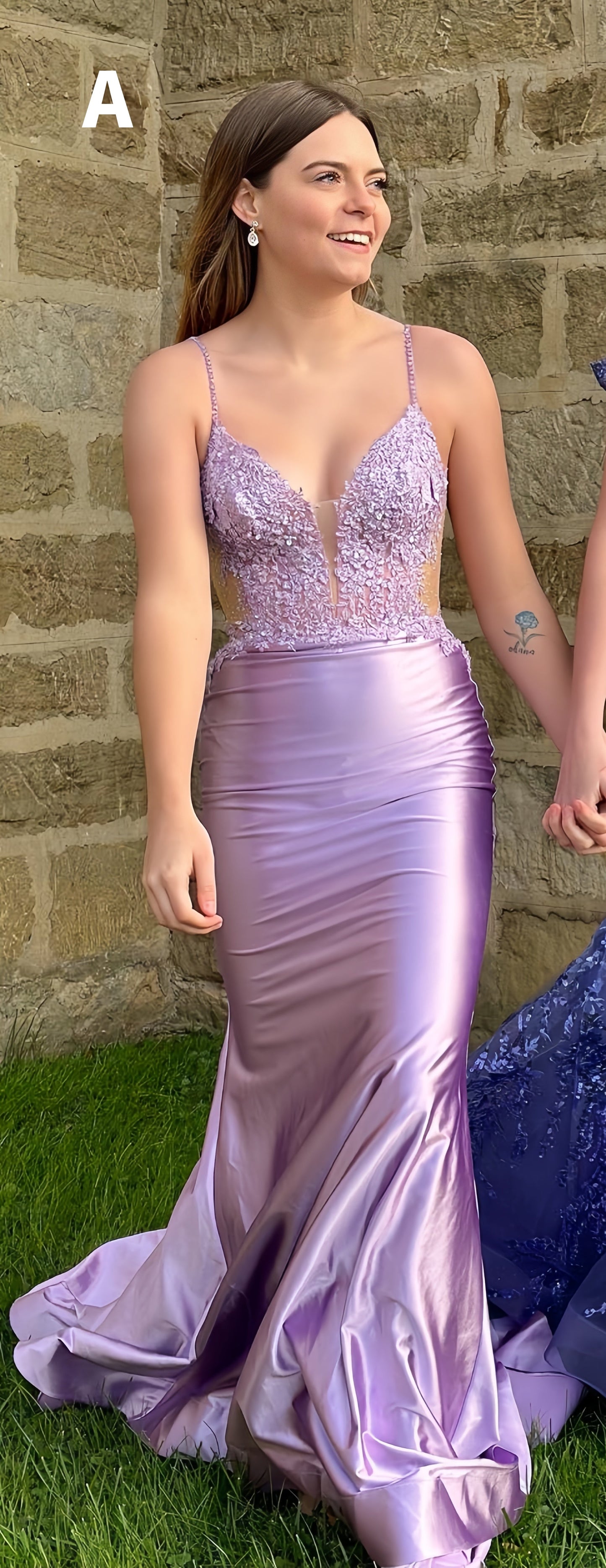Style A, Lilac Mermaid Beaded Long Prom Dress, AST1510